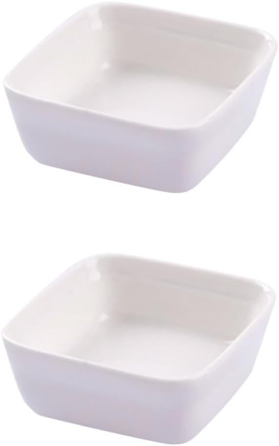 2PCS White Ceramic Dishes Japanese Style Square Appetizer Plates for Dipping Sauces Seasoning and Condiments Easy to Clean Porcelain Kitchen Serving Dish