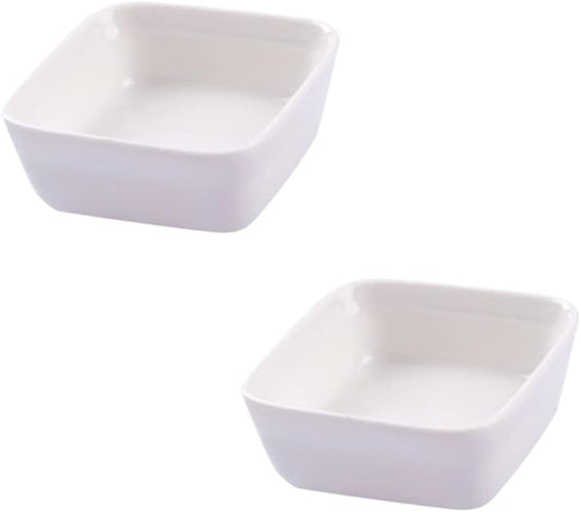 2PCS Square White Ceramic Dipping Dishes Porcelain Seasoning Sauce Plates Mini Dessert Appetizer Trays for Kitchen Use