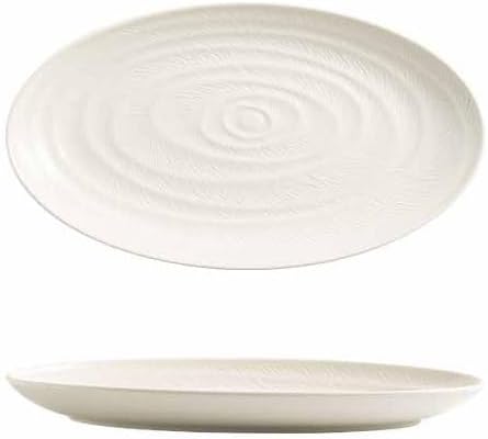 Kitchen Plates Household Kitchen Steamed Fish White Plate Ceramic Appetizer Main Course Oval Dinner Dessert Cake Restaurant Tableware Restaurant Plates(12 in)