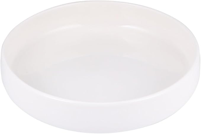 Luxshiny Ceramic Shallow Plate 21cm White Glossy Western Food Dish Pasta Serving Plate Steamed Food Appetizer for Home Dining