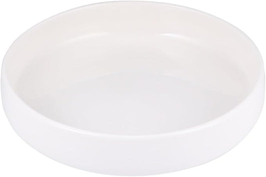 Luxshiny Ceramic Shallow Food Plate 21cm White Glossy Pasta Dinner Appetizer Plate Home Serving Dish for Western Cuisine