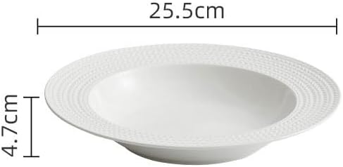 Plates Dinner Plate Simple Ceramic Salad Plate Kitchen Restaurant Main Dish Plate Household Pure White Soup Bowl，B 10inch One Size