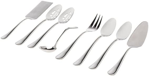 Godinger Flatware Set, Serving Set, 2 Serving Spoons, 2 Slotted Serving Spoon, 1 Serving Fork, 1 Pie Server, 1 Lasgana Server, 1 Ladle, 18-0 Stainless Steel, 8 Piece Set