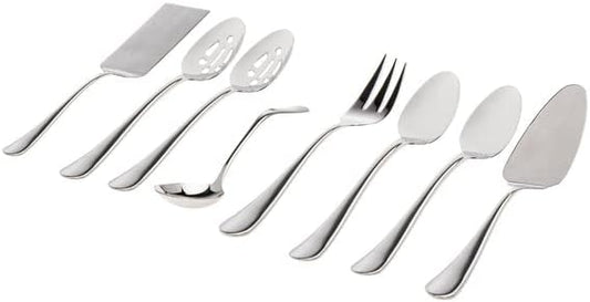 Godinger Flatware Set, Serving Set, 2 Serving Spoons, 2 Slotted Serving Spoon, 1 Serving Fork, 1 Pie Server, 1 Lasgana Server, 1 Ladle, 18-0 Stainless Steel, 8 Piece Set