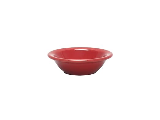 Tuxton China NQD-045 Fruit Dish, 3-1/2 oz., 4-5/8" dia., round, microwave & dishwasher safe, oven proof, fully vitrified, lead-free, ceramic, TuxCare, Healthcare, Cayenne, Case of 36