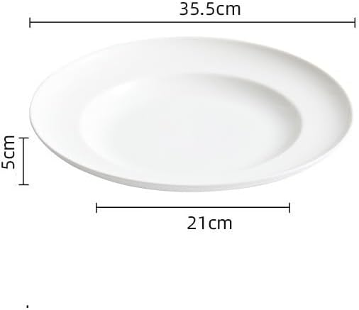 Appetizer Plates Plate Tableware Deep Soup Plate Large Vegetable Plate Household White Ceramic Plate Cheap Plates(Large)