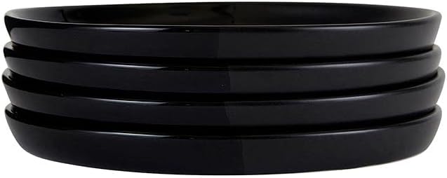 Santa Barbara Design Studio Appetizer Plates TableSugar Dipped Ceramic Tapas Plates, Set of 4, Glossy/Matte Black, Set of 4