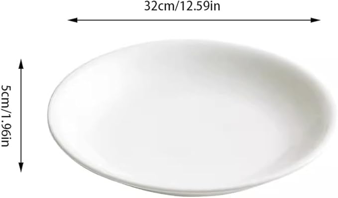 SONGCHAO Party Supplies 14-inch White Large Ceramic Deep Plate Soup Plate Home Pasta Plate Restaurant Salad Plate Appetizer Plate Party Plates (Color : 32cm)