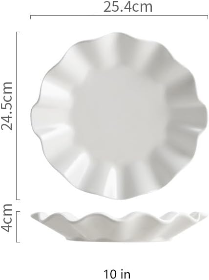 Modern Large Dinner Plates Ceramic Lotus Leaf Soup Plate Special-shaped Western-style Appetizer Creative Household Fruit Kitchen Irregular Pure White Dessert Tableware Stackable Dinner Plates