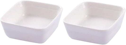 2pcs Square White Ceramic Dishes Japanese Style Porcelain Dipping Sauce Plates for Condiments Dressings and Appetizers Lightweight and Stackable Kitchen Seasoning Bowls