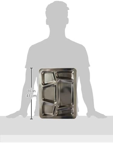 Winco - SMT-2 Winco 6-Compartment Mess Tray, Style B, Stainless Steel, Medium