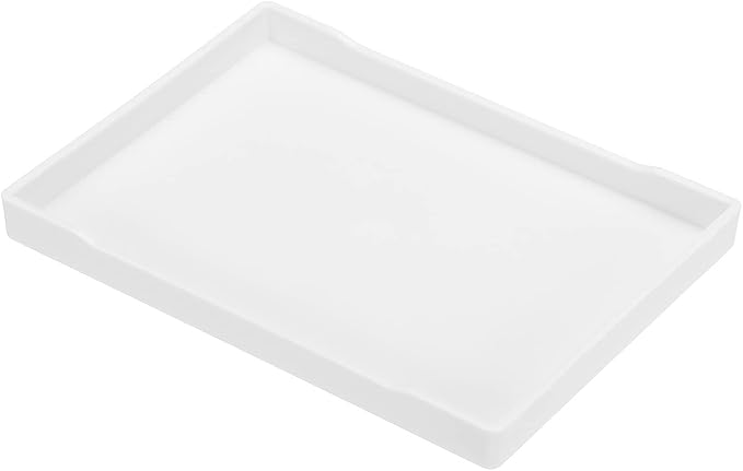 PATIKIL 8x6 Fast Food Tray, Plastic Reusable Recyclable Multi-Purpose Rectangle Serving Tray for Restaurant Home Kitchen, White