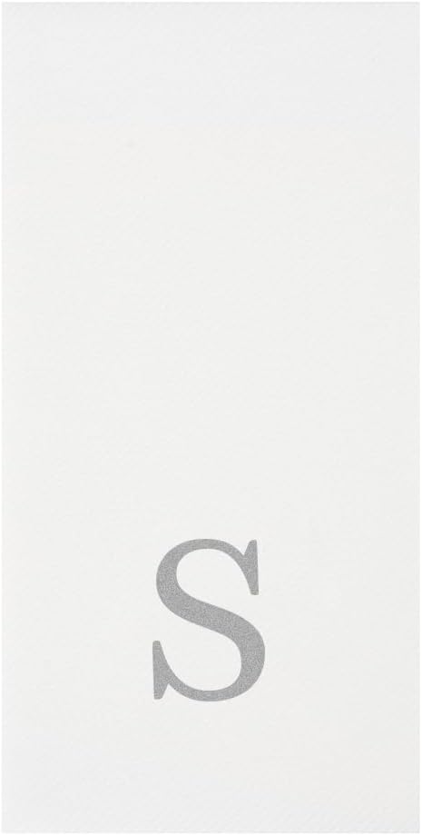 Luxenap 15.8 X 7.9 Inch Linen-Feel Guest Towels, 2000 Lettered Hand Towels - Silver Letter 'S', Sans Serif Font, White Paper Dinner Napkins, airlaid, For Restrooms And Tables - Restaurantware