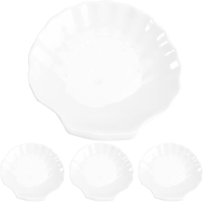 UPKOCH Food Trays Pinch Bowls 4Pcs Ceramic Shell Plate Scallop Sea Shell Dinner Plates Dessert Appetizer Salad Dishes Sushi Serving Platter 3.5inch Appetizer Serving Tray Pinch Bowls