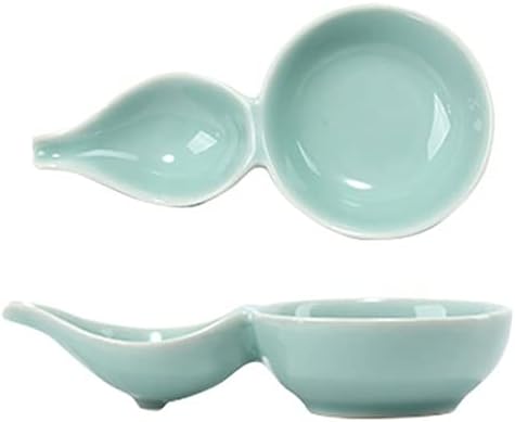 Sauce Dish Gourd Shaped Multipurpose Ceramic Sauce Dish Seasoning Dishes Sushi Dipping Bowl Appetizer Plates Serving Dish Saucers Bowl (Blue)