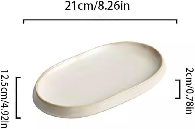SONGCHAO Party Supplies Creative Oval Steamed Fish Plate Salad Plate Home Ceramic Tableware Restaurant Western Food Plate Appetizer Plate Party Plates (Color : 21cm)