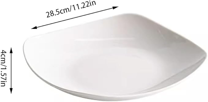 SONGCHAO Party Supplies White Ceramic Household Soup Plate Deep Plate Hotel Restaurant Western Food Plate Salad Bowl Appetizer Plate Party Plates (Color : 28.5cm)