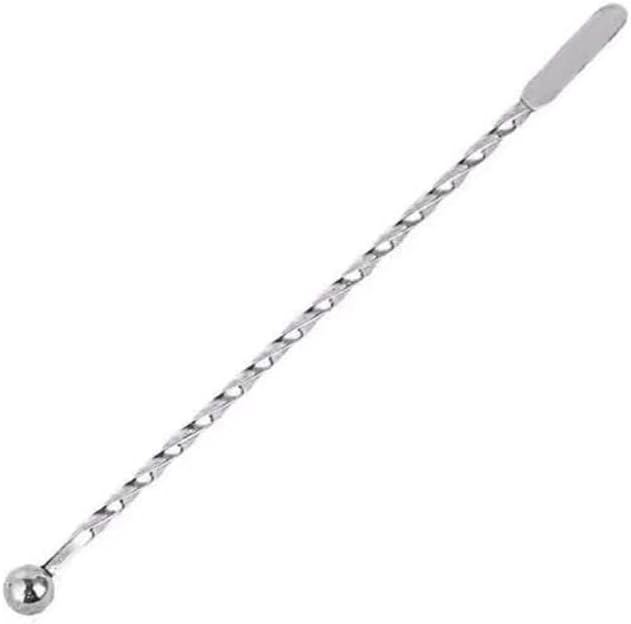 19cm Swizzle Stick Mixing Cocktail Stirrers Sticks for Coffee Beverage Mixer Muddler Stainless Steel Reusable (Thread Silver)