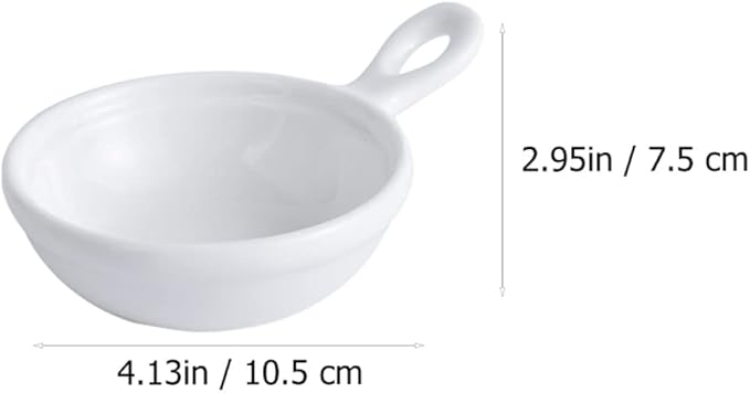 PRETYZOOM 4pcs Tray Handle Seasoning Sauce Plates Ceramics Dishes for Dipping Glazed for Easy Cleaning