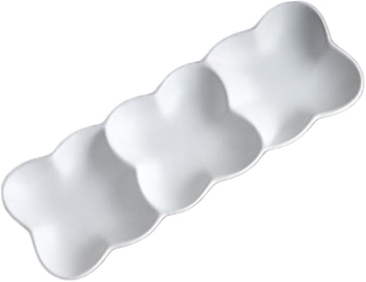 Nordic Style Ceramic Snack Plate Three Compartment Appetizer Serving Tray for Dips Condiments and Snacks Elegant White Design for Everyday Use and Gatherings
