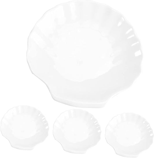 Garneck 4Pcs Shell Shaped Ceramic Plates Multi Function Dessert Serving Trays for Snacks Breakfast and Parties Delicate Kitchen Supplies for Home and Restaurants