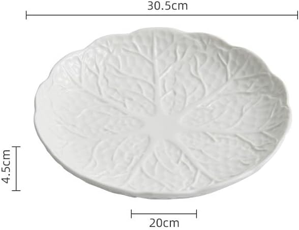 Appetizer Plates Western Steak Plate Household Dish Plate Ceramic Creative White Shallow Plate Fruit Salad Plate Cheap Plates(Large)