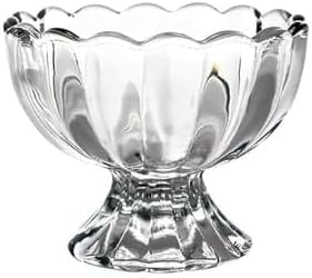 6 Pack 5oz Glass Ice Cream Bowls Set, Thickened Clear Dessert Cups with Heavy Base, Scalloped Pedestal Bowls for Sundaes, Parfaits, Fruits & Snacks, Elegant Reusable Design