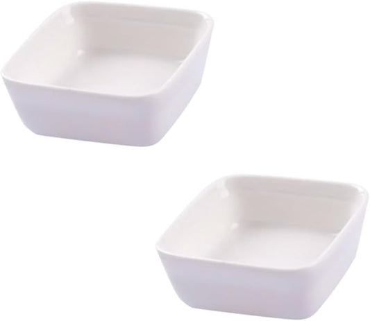 Cabilock 2PCS Square White Ceramic Dipping Plates Elegant Porcelain Seasoning Dish for Appetizers Sauces and Desserts Lightweight Stackable Kitchen Tableware