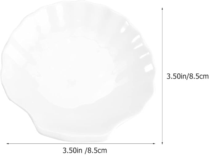 UPKOCH Food Trays Pinch Bowls 4Pcs Ceramic Shell Plate Scallop Sea Shell Dinner Plates Dessert Appetizer Salad Dishes Sushi Serving Platter 3.5inch Appetizer Serving Tray Pinch Bowls