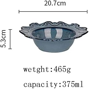 Cutlery Set Retro Ceramic Tableware Dishes Set European Relief Western Dinnerware Dish Salad Bowl Soup Noodles Bowl Dinnerware Series (Color : Blue Size : Style4) (Blue Style4) (Blue Style3)
