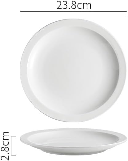 Modern Large Dinner Plates 7.5-inch Simple White Ceramic Round Commercial Western Steak Dinner Plate Home Wide-rim Appetizer Kitchen Tableware Stackable Dinner Plates
