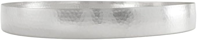 Temari Hammered Silver Round Serving Tray – Elegant Metal Platter for Appetizers, Desserts, Fruit, and Entertaining