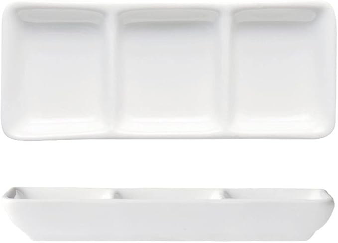 Sauce Dish Sauce Dish White Ceramic 3 Compartment Divided Soy Sauce Dishes Dipping Plates for Spice Dish Soy Sauce Vinegar Sushi Ketchup or Appetizer(2 Pack) Dipping Bowls