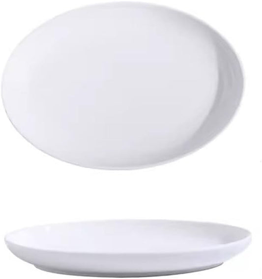SONGCHAO Party Supplies Fish Plate Household Steamed Fish Plate Ceramic Pure Cabbage Plate Light Luxury Plate Creative Oven Double Line Plate Dinner Plate Party Plates (Size : Medium)