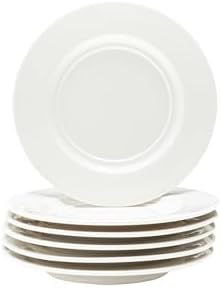 Vikko Appetizer Plate, Set of 6 Restaurant Style 6" Round Saucer Plates, Fine Porcelain Dessert Plate, Dishwasher Safe
