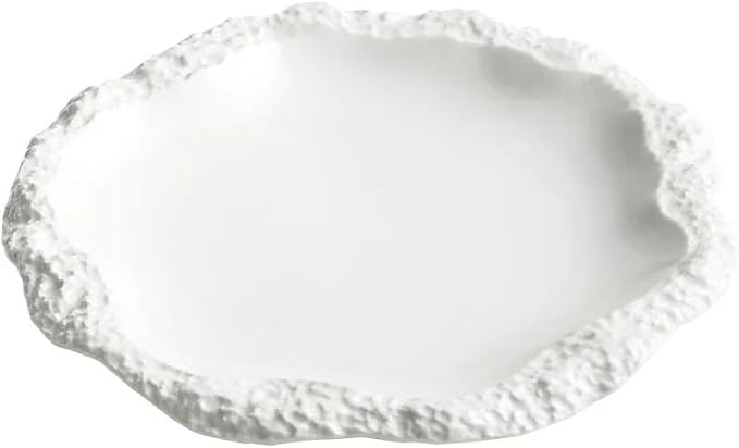 Reusable Plates Simple Solid Color Tableware Ceramic Pasta Steak Plate Dinner Creative Kitchen Irregular Shape Serving Tray Cooking Dishes(8 inch)