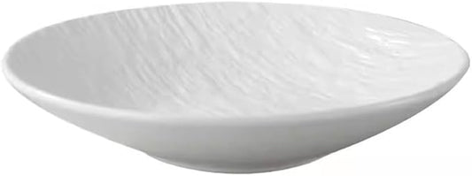SONGCHAO Party Supplies Hotel Tableware Solid Color Stone Plate Steak Plate Ceramic Deep Plate Salad Bowl Matte White Western Restaurant Party Plates (Color : A, Size : Medium)