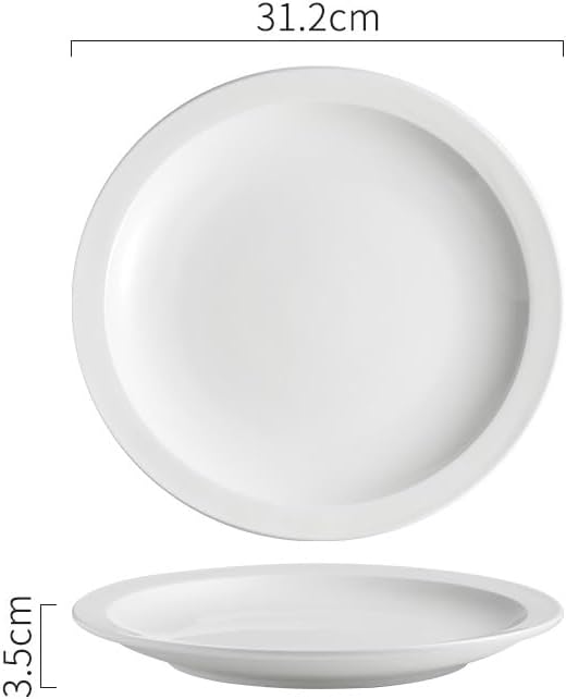 Modern Large Dinner Plates 7.5-inch Simple White Ceramic Round Commercial Western Steak Dinner Plate Home Wide-rim Appetizer Kitchen Tableware Stackable Dinner Plates
