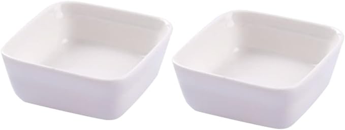 2pcs Square Condiment Dishes Ceramic Plate Dipping Sauce Bowls for Seasoning Appetizers Desserts