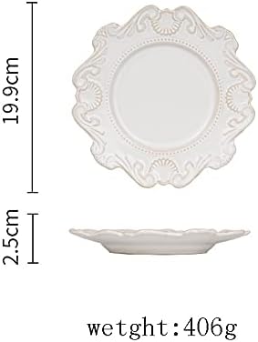 Cutlery Set Retro Ceramic Tableware Dishes Set European Relief Western Dinnerware Dish Salad Bowl Soup Noodles Bowl Dinnerware Series (Color : Blue Size : Style4) (Blue Style4) (White Style2)