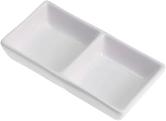 Kichvoe 2-Compartment Ceramic Snack Dish Divided Sauce Plates Appetizer Serving Tray for Soy Sauce Vinegar Ketchup Condiments 4.72X2.75In Ideal for Home Kitchen Gatherings