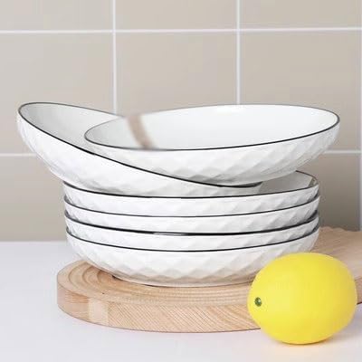 SONGCHAO Party Supplies Pack Of 6 Household Plates, Ceramic Plates, Deep Soup Bowls, Creative Personality, Simple Nordic Tableware Party Plates
