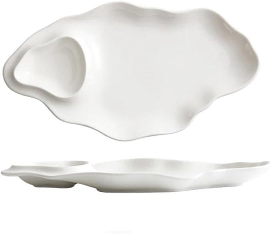Appetizer Plates Irregular Ceramic Dinner Plate Restaurant Salad Plate Pasta Plate Dessert Plate Dumpling Plate Creative Cheap Plates(A)
