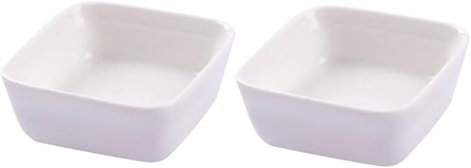 2PCS White Ceramic Dipping Dish Elegant Porcelain Appetizer Plates for Seasoning Sauce Desserts and Condiments Square Shape Lightweight Stackable Design