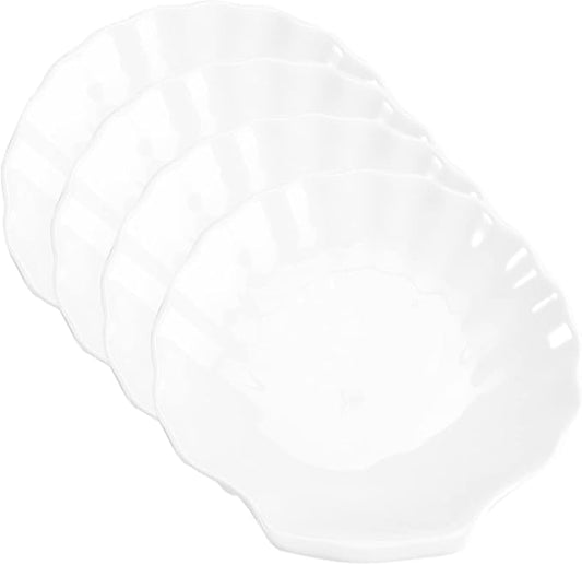 4Pcs Shell Shaped Food Plates Unique Porcelain Breakfast Serving Dishes for Home for Salad Dessert and Appetizers Versatile Kitchen Tableware