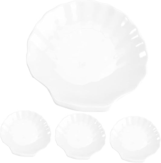 4-Piece Multi-Function Ceramic Plates Set Creative Dessert Trays Seasoning Plates Home Food Serving Dishes for Breakfast and Snacks Delicate Porcelain Side Dish Bowls