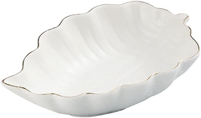 Appetizer Bowls Ceramic Dipping Sauce Dishes Leaf Shape Condiment Dishes Saucers Dipping Bowls Appetizer Plate for Seasoning and Snack (5.12inch) Salad Bowls