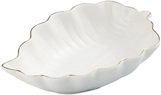 Appetizer Bowls Ceramic Dipping Sauce Dishes Leaf Shape Condiment Dishes Saucers Dipping Bowls Appetizer Plate for Seasoning and Snack (5.12inch) Salad Bowls