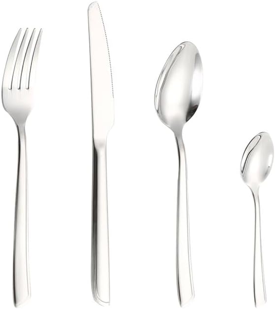 Stainless Steel Flatware Serving Set,Home Kitchen Eating Tableware Set,Dishwasher Safe,for Home Kitchen Restaurant Hote 24-Piece Stainless Steel Cutlery Set Stainless Steel Knife, Fork and Spoon Gift