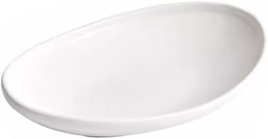 SONGCHAO Party Supplies Creative Oval Dinner Plate Home White Salad Plate Ceramic Deep Plate Soup Plate Restaurant Western Food Plate Party Plates (Color : 28cm)
